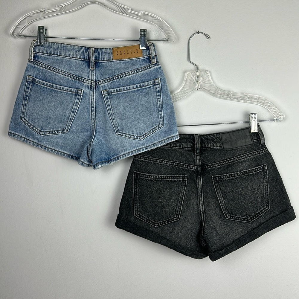 PacSun Bundle Sz 23 High Rise Festival Jean Shorts Mom Black Denim Cuffed Cotton - Picture 3 of 16